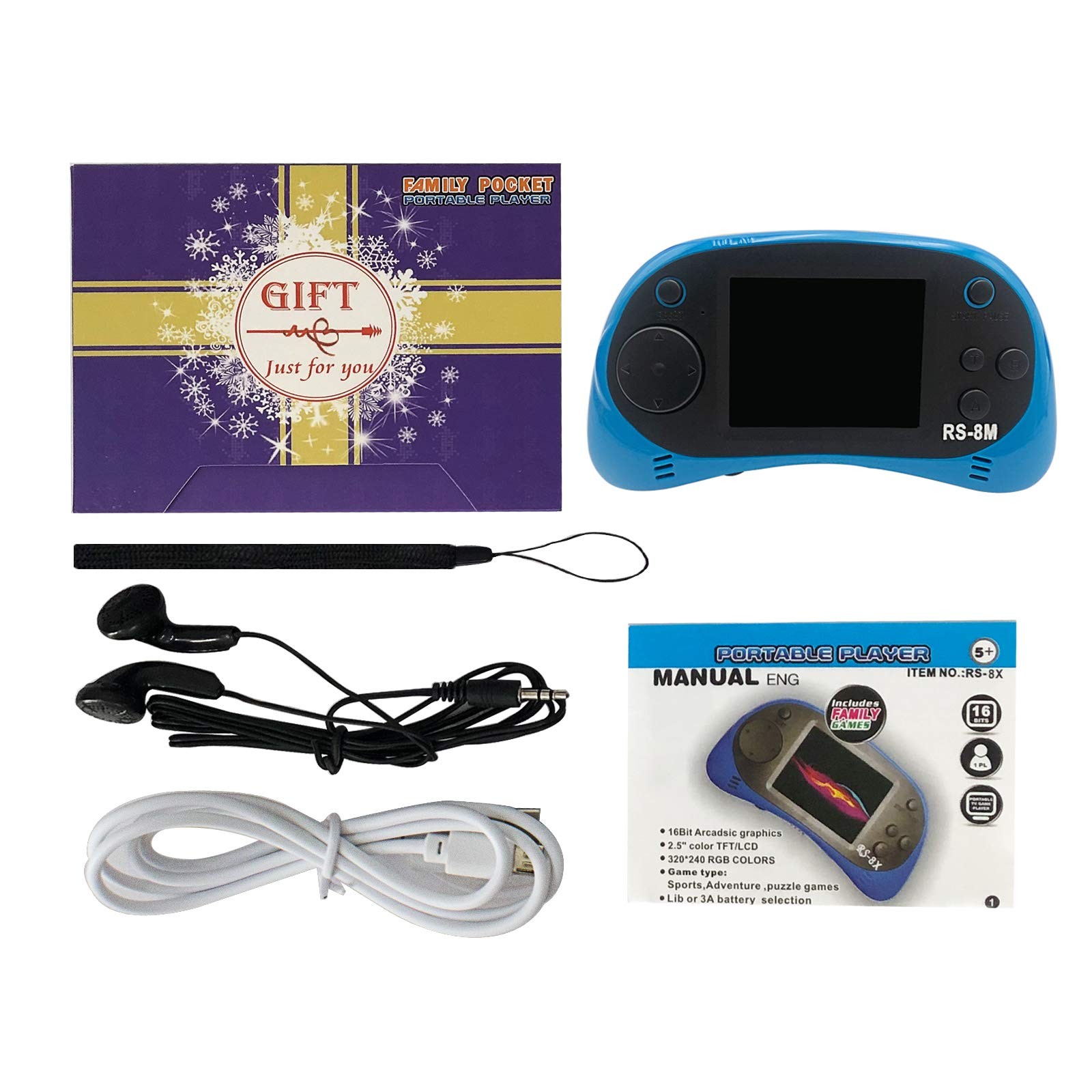 16 Bit Handheld Games Built-in 220 HD Video Games, 2.5 Inch Portable Game Pla…
