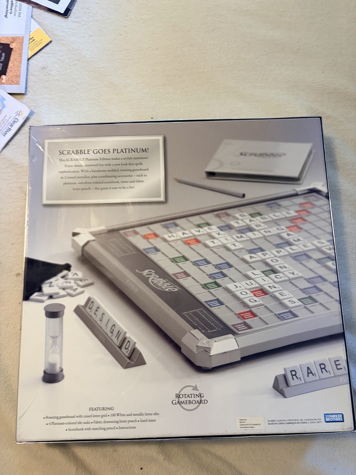 Scrabble Platinum Edition with Rotating Base 2010 Adult Collectible Board Game