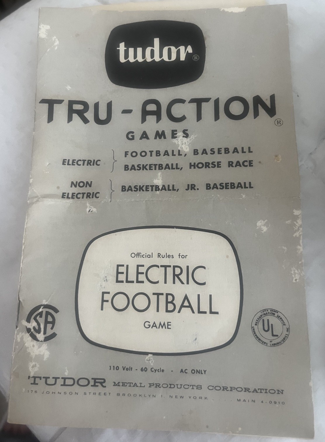 Tudor 1950’s Vtge Tru-Action Electric Football Game #500 Original Box READ G