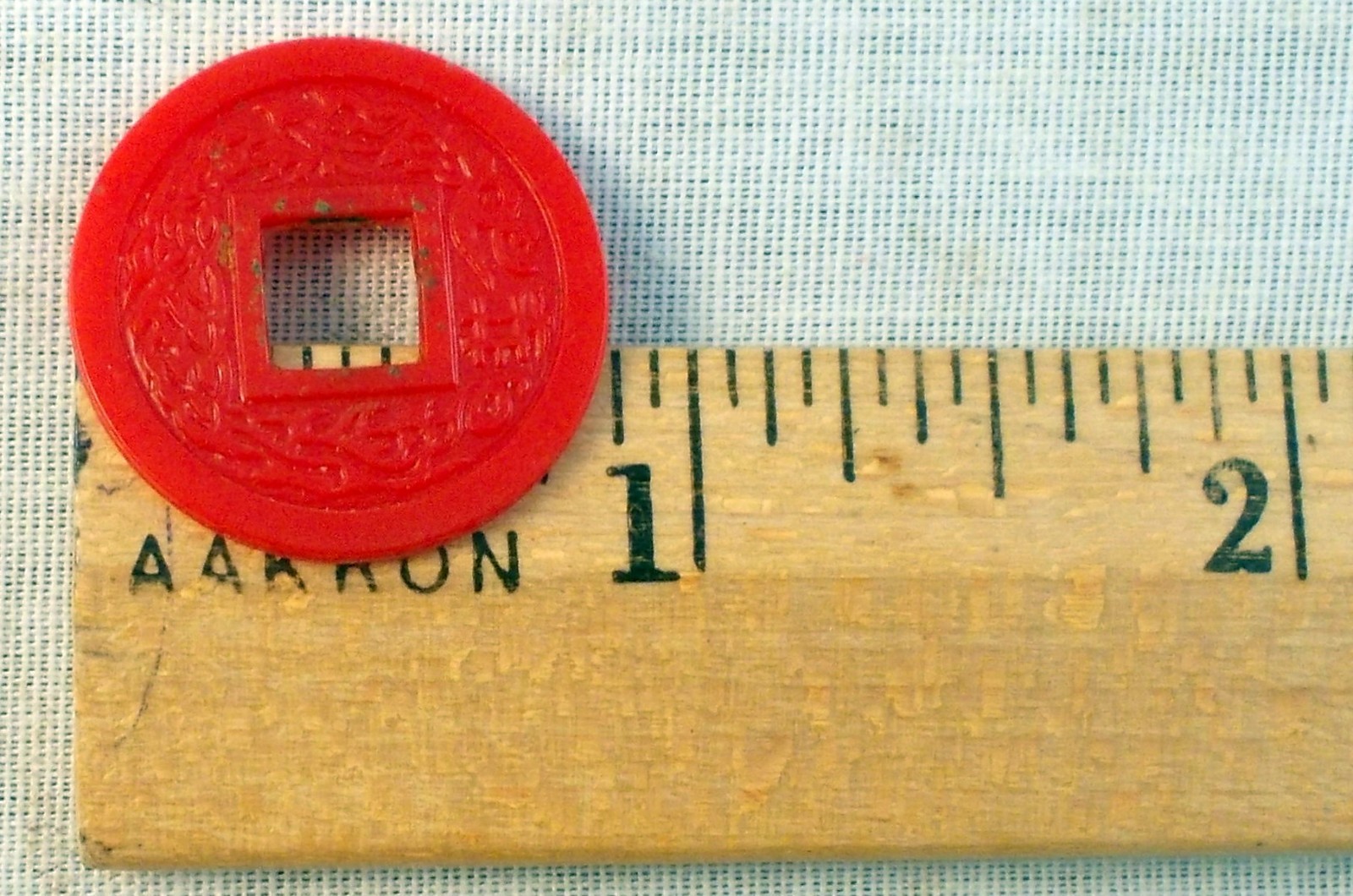33 Vintage (1940s) Mah Jongg Fancy Coins/Chips Square Center Red