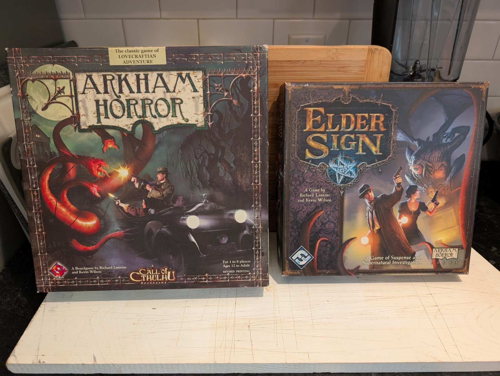 Arkham Horror Revised + Elder Sign Board Game Lot Lovecraft Cthulhu Complete