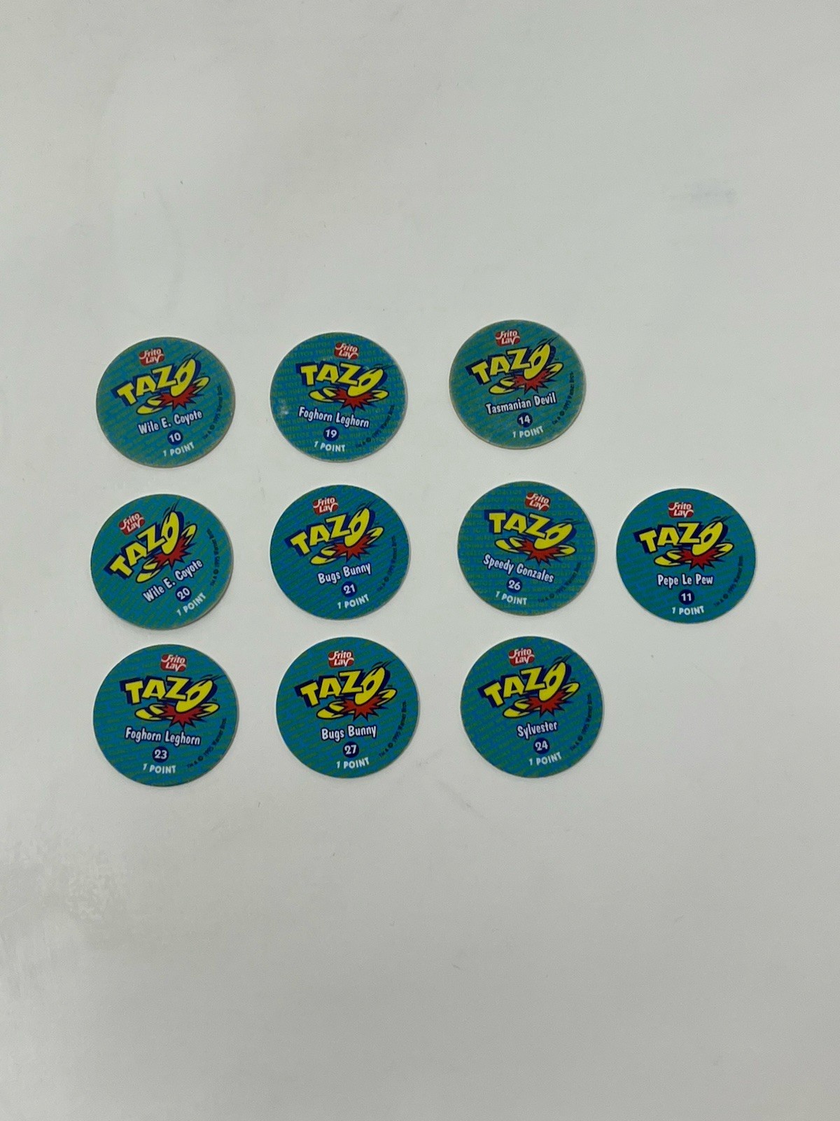 Lot Of 10 Pogs Tazos 1995 Looney Tunes Vintage Chetoos Sabritas