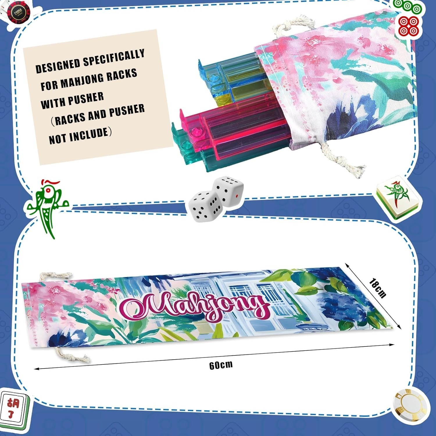 Empty Mahjong Bags Set for Tiles and Racks 24x13x4.7 Inch American Mahjong Ca…
