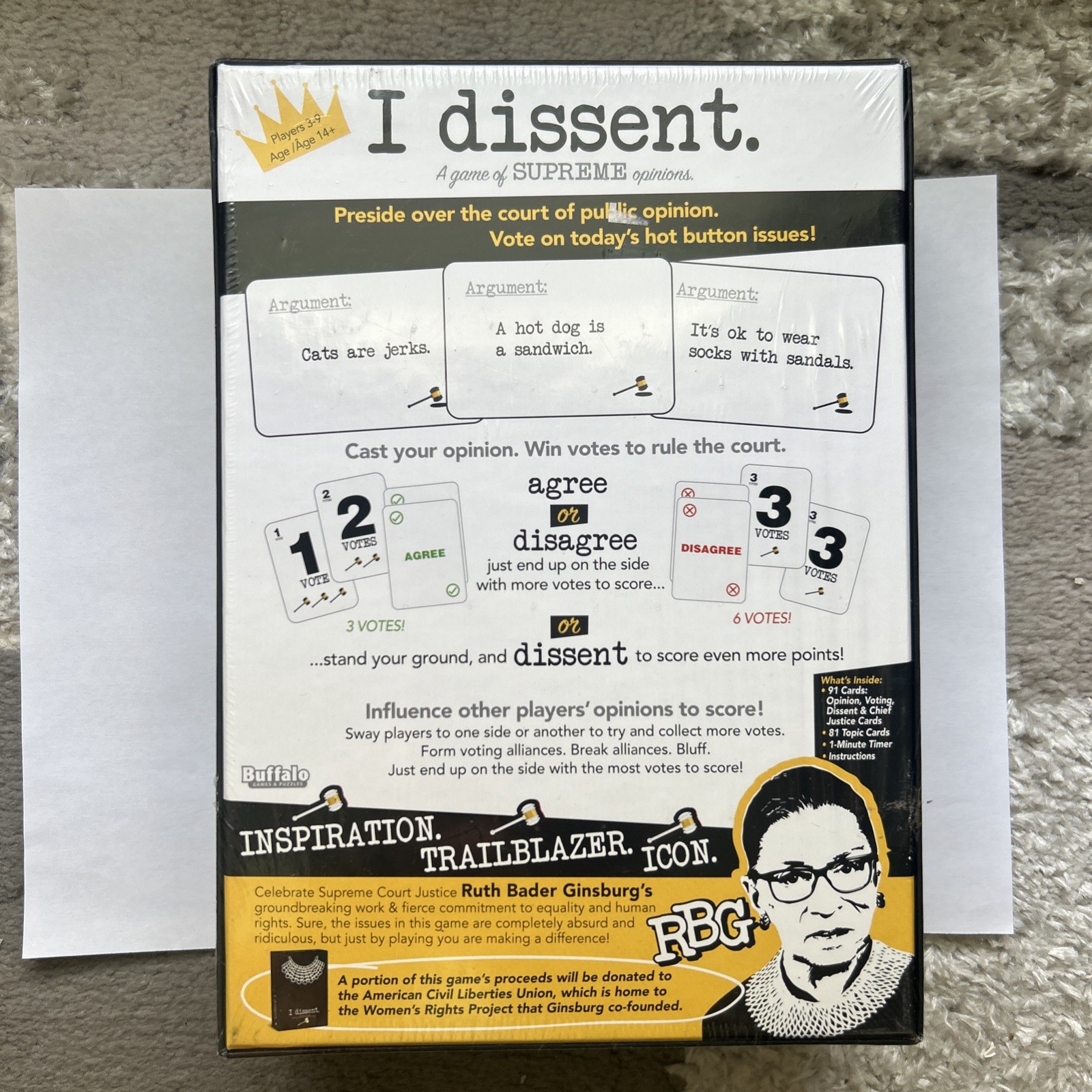 I Dissent Board Game A Game of Supreme Opinions Ruth Bader Ginsberg RBG Court