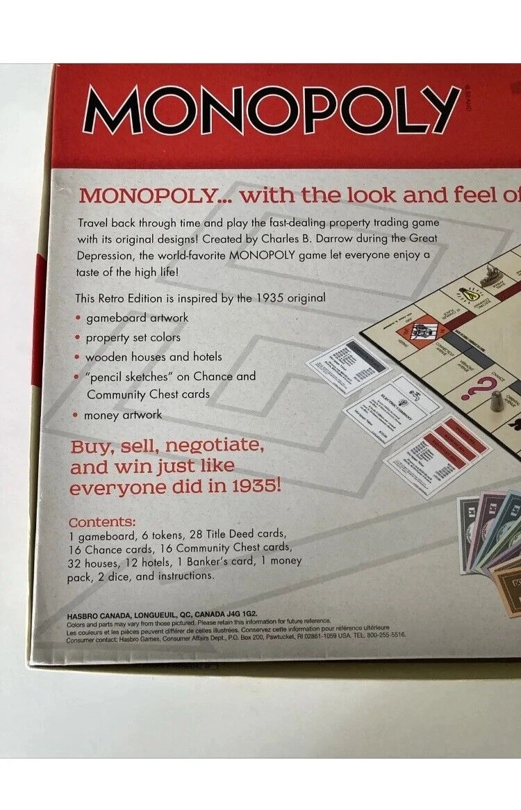 Monopoly Retro Series 1935 Edition Game Parker Brothers & Hasbro Kids B7743 8+