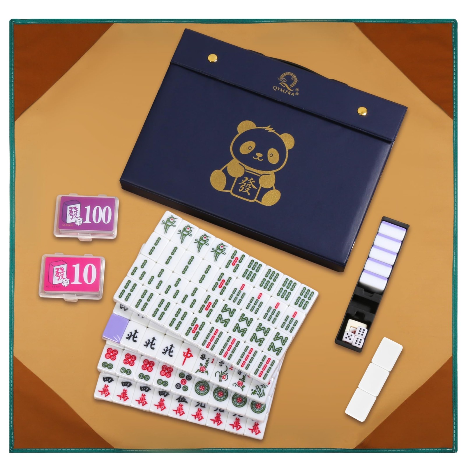 Chinese 1.55″(40MM) Large Purple Mahjong Set with Blue Vinyl Case -152 Melami…