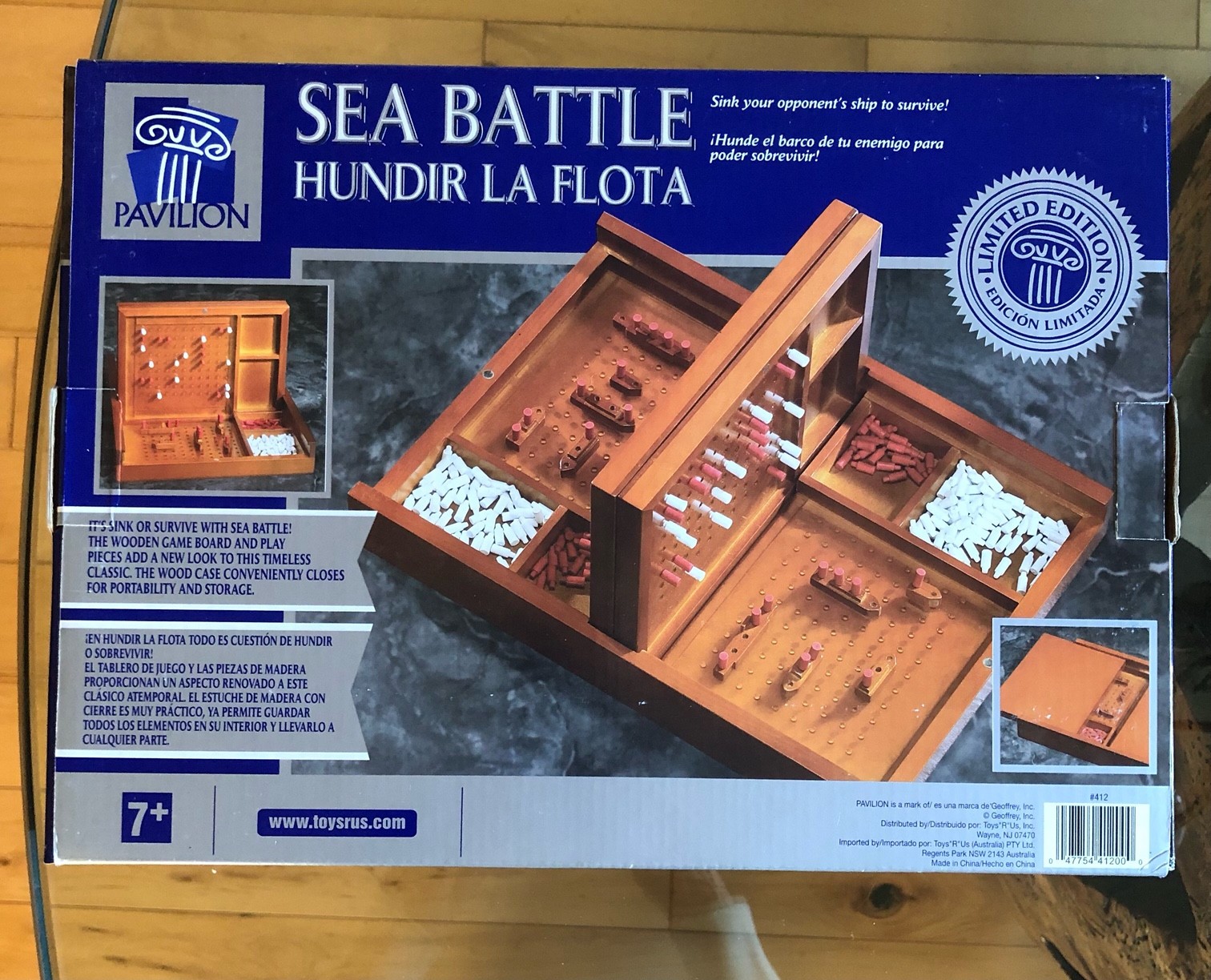 Battleship Style WOOD Pavilion Sea Battle Limited Edition Game, New/Open Box