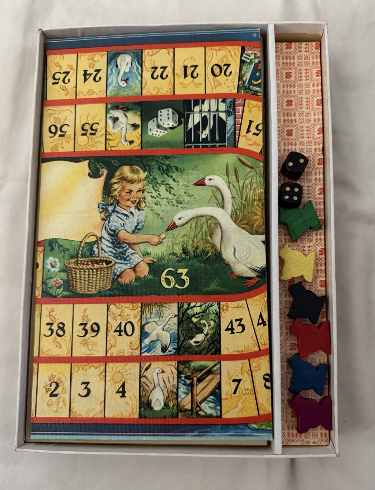 Vintage Jumbo Ganzenbord No 213 Dutch Goose Game Board Complete Netherlands