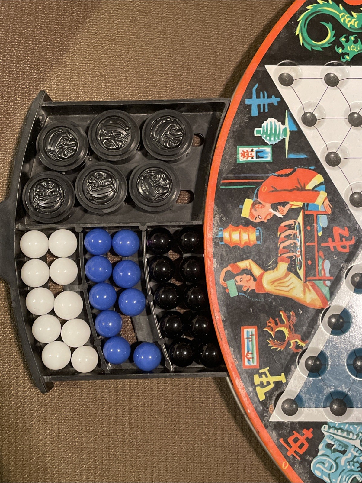 Vintage Chinese Checkers Game Pixie All Metal Game Board by Steven Mfg Co RARE!