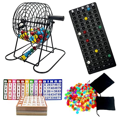 Deluxe Bingo Game Set-Includes Bingo Cage,600 Colorful Bingo Chips with a