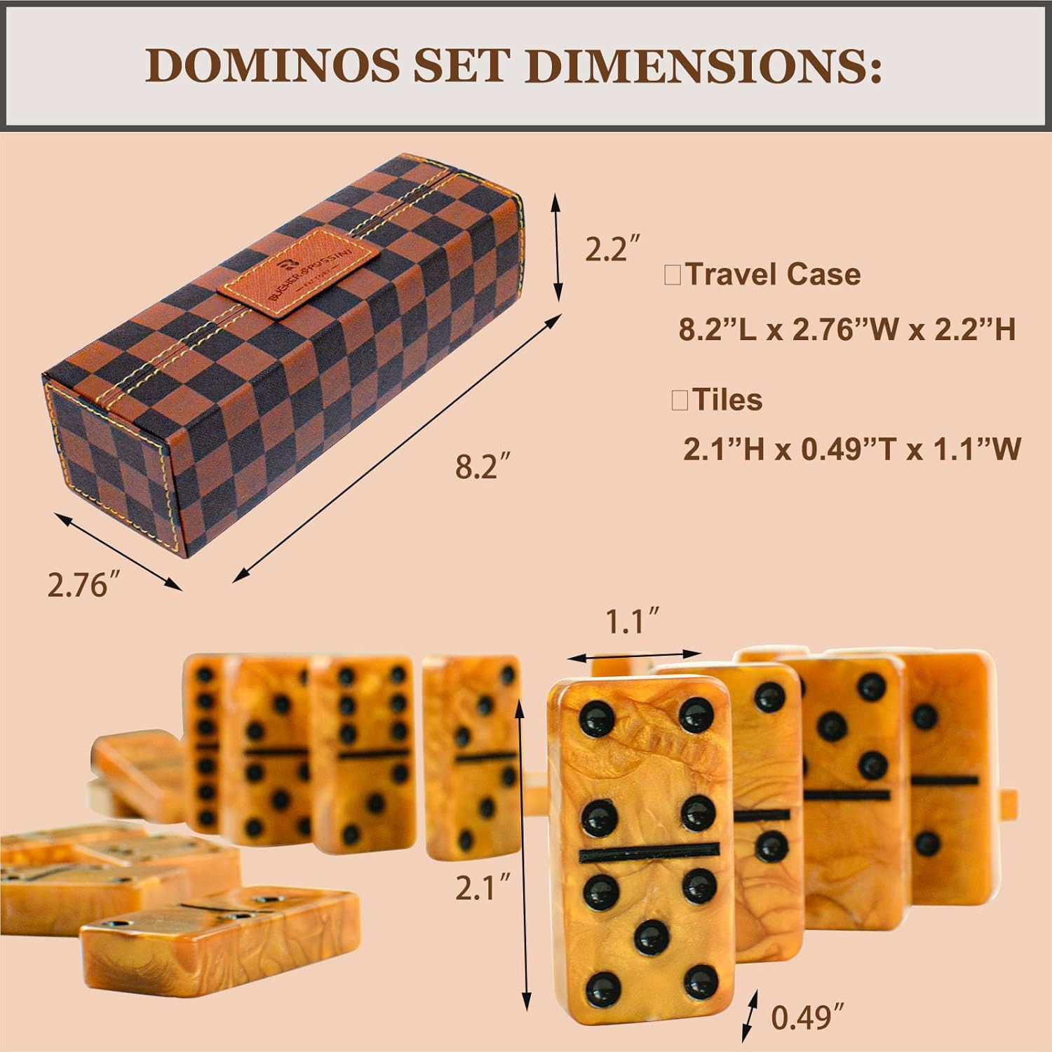 Dominos Set for Adults, Thick Domino, Double 6 Dominoes Set for Adults and Kids,