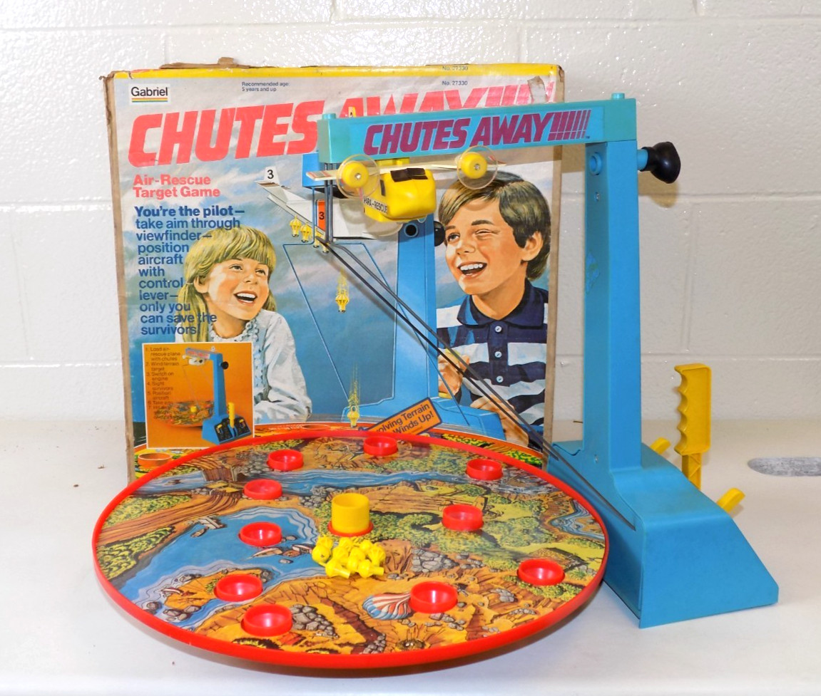 Vintage 1977 Chutes Away Air Rescue Target Game Gabriel Complete w/ Box