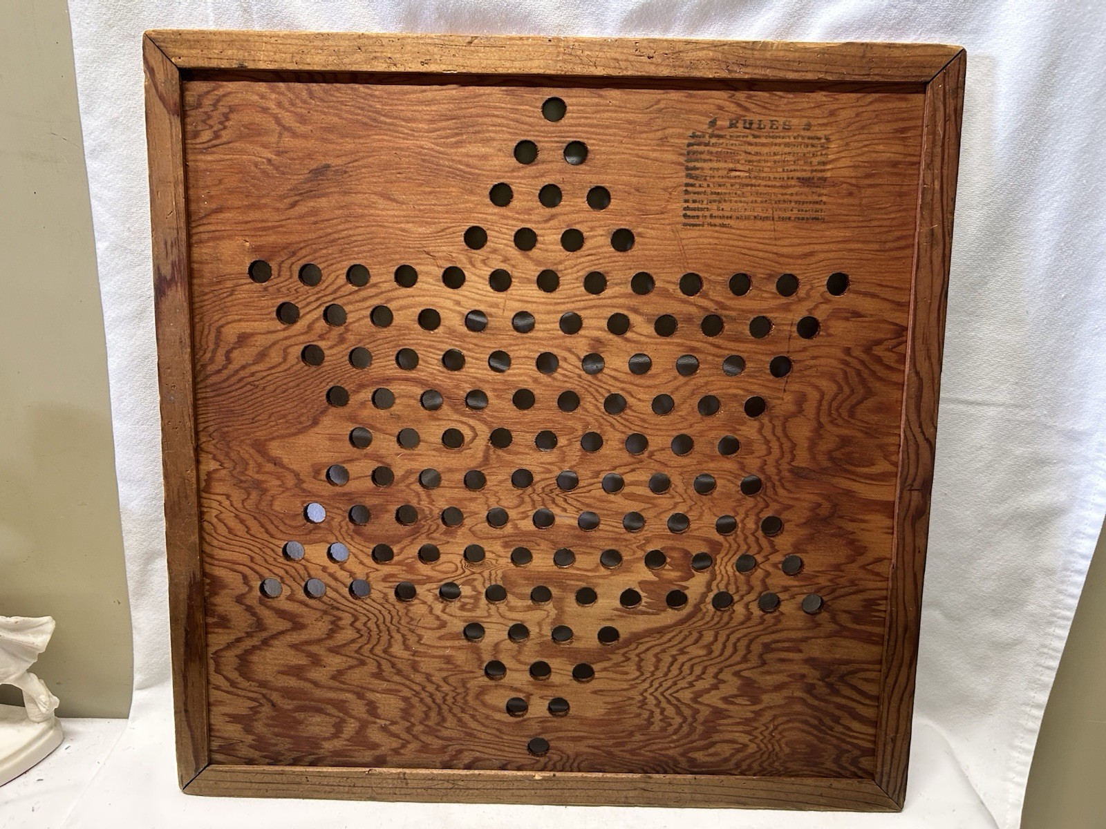 Vtg 1930’S Primitive Wooden RODMAN ORIGINAL PLUG ER CHEK Chinese Checker Board
