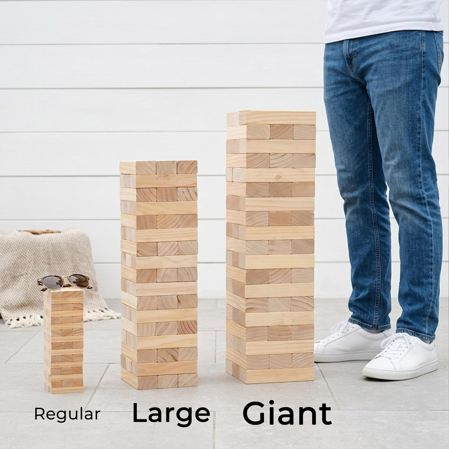 Outdoor Games Large Wooden Tower Stacking Game – 54 Premium Pine Blocks Stack