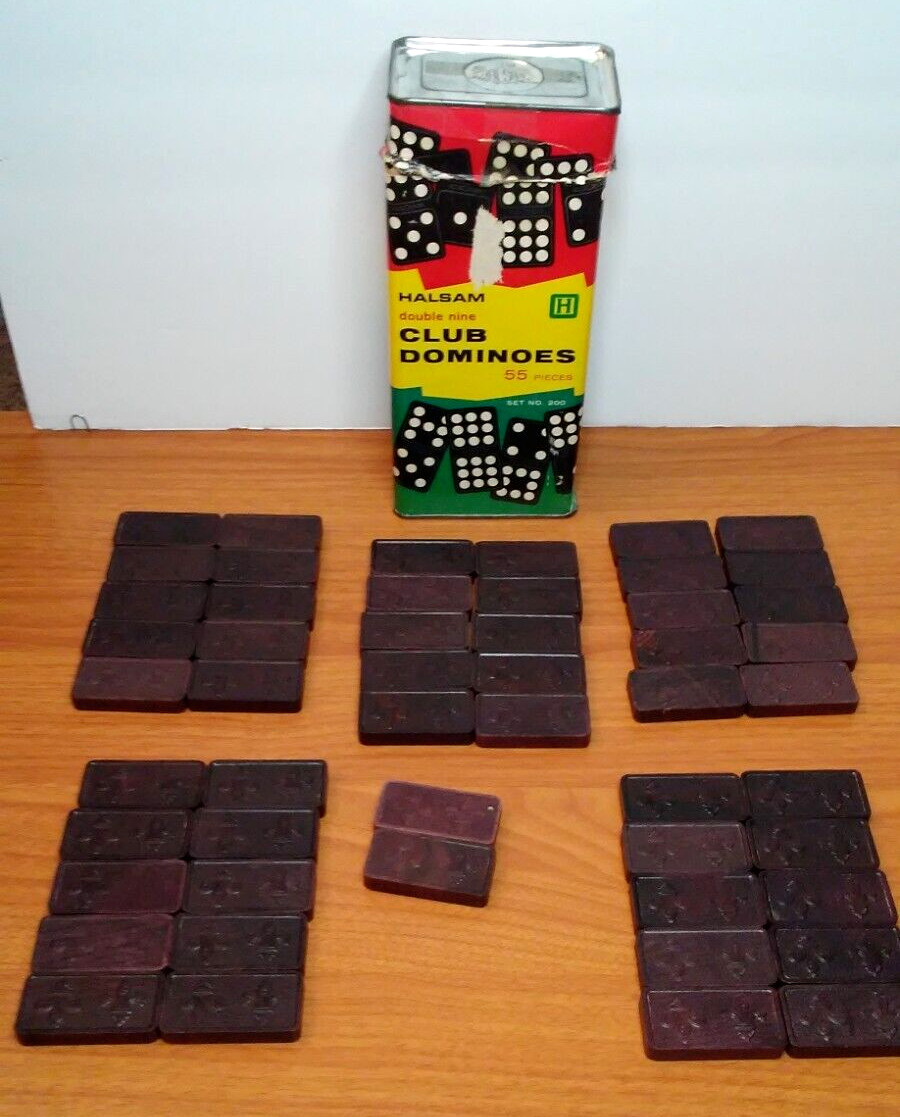 Halsam Double Nine Club Dominoes Game Set No. 200 Vintage 1970s Playskool USA