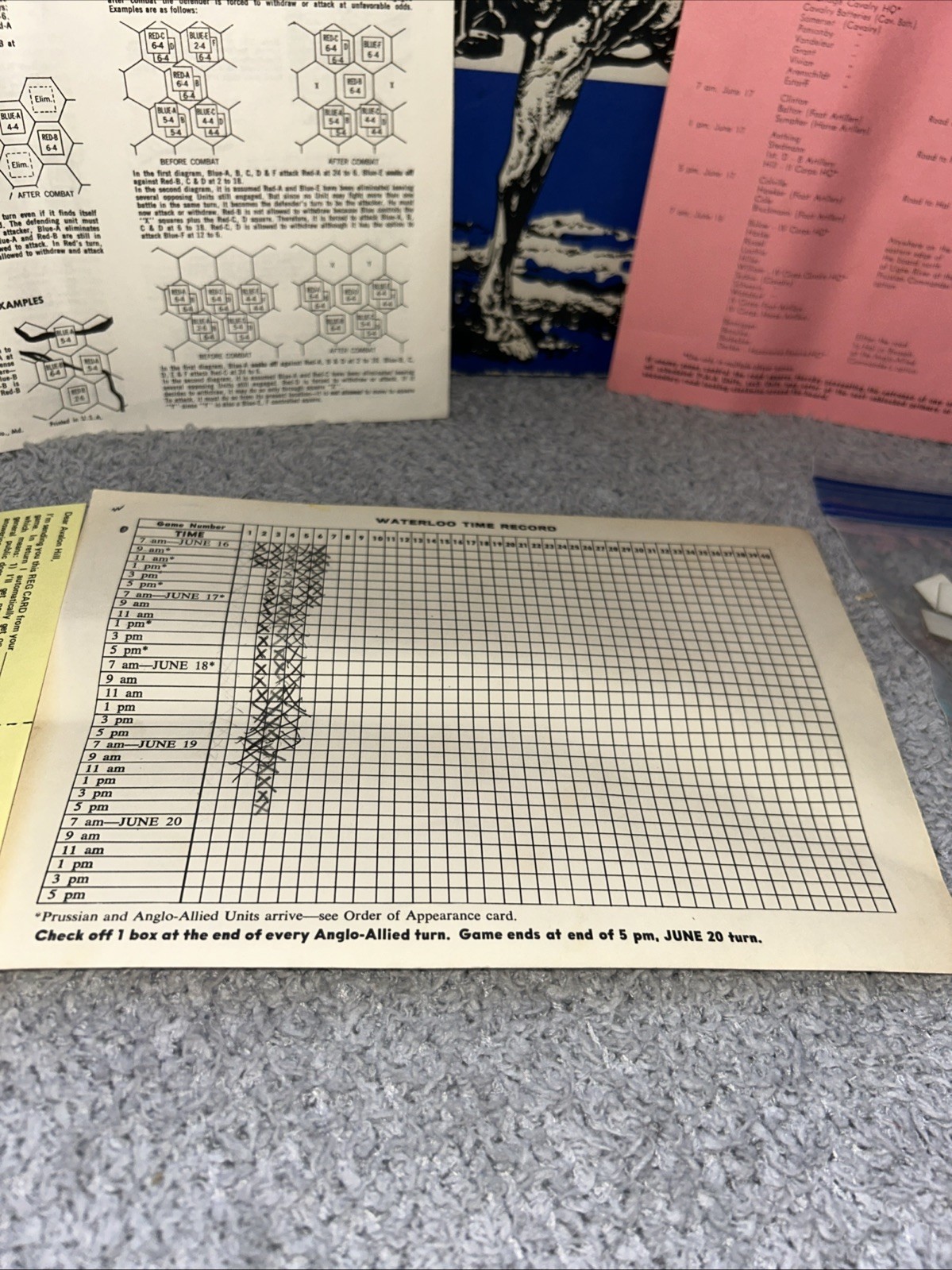 Waterloo Board Game Avalon Hill 1962 Campaign War Game Punched Napoleon PUNCHED