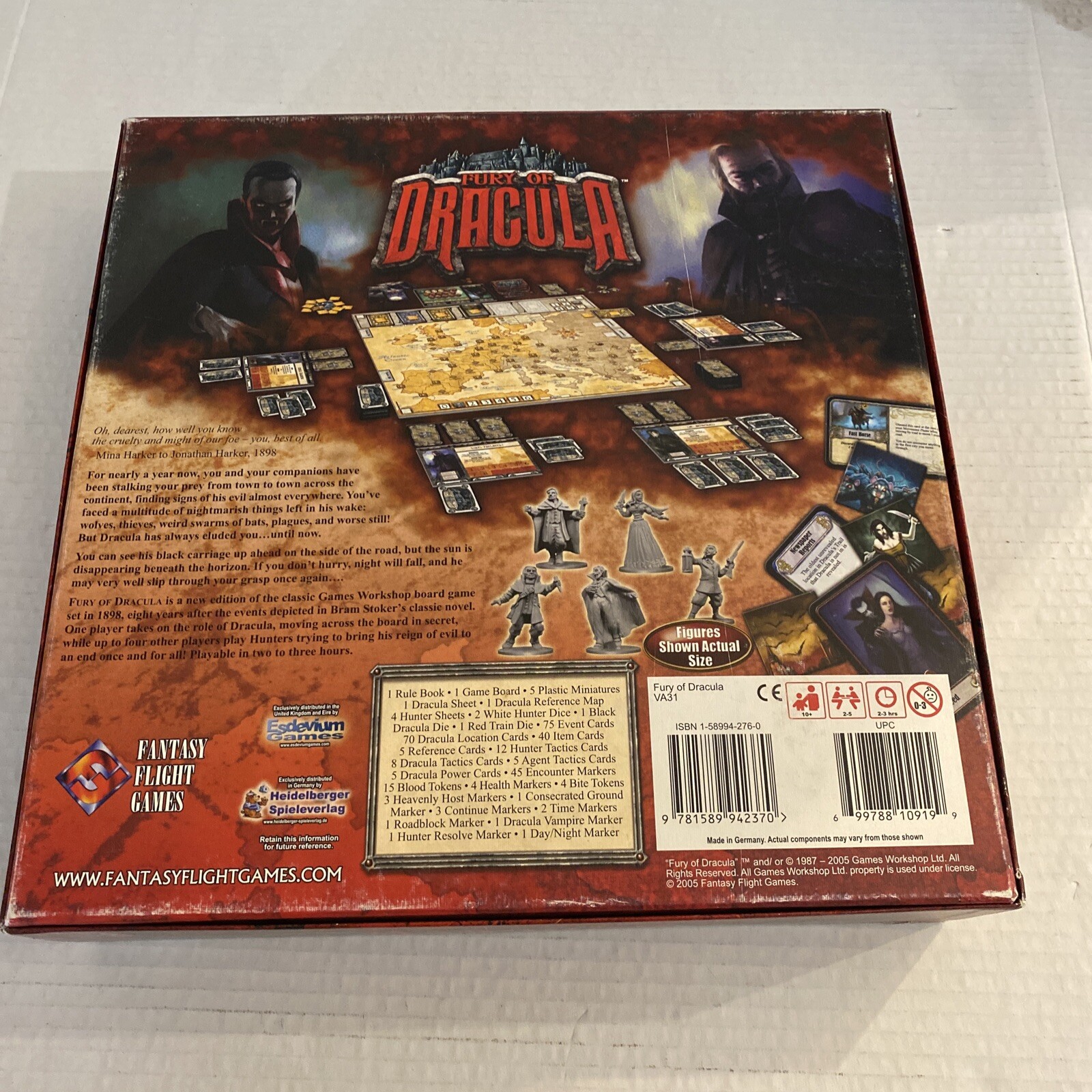 Fury of Dracula Board Game Gothic Horror 2-5 Players Fantasy Flight