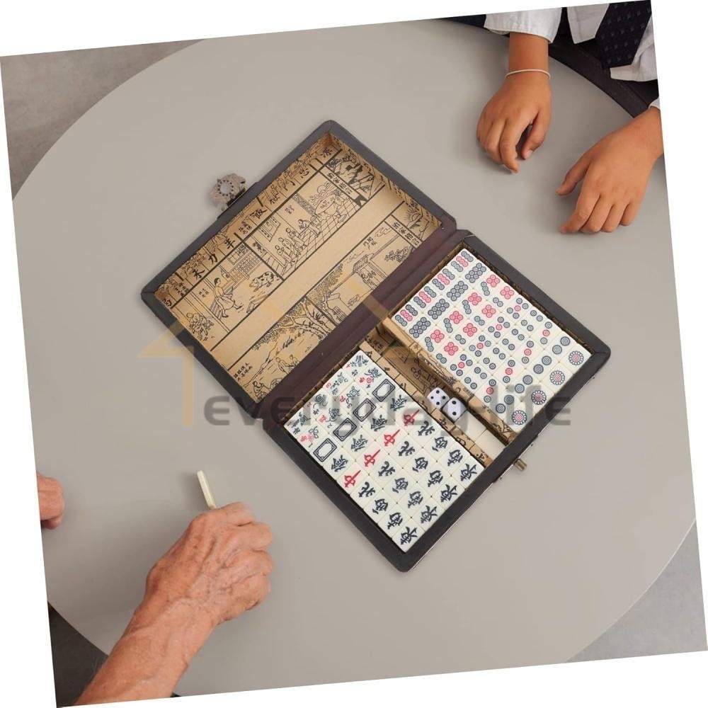 Vintage Chinese Mahjong Set Traditional 144 Tiles Mah-Jong Game Set w/ Case Box