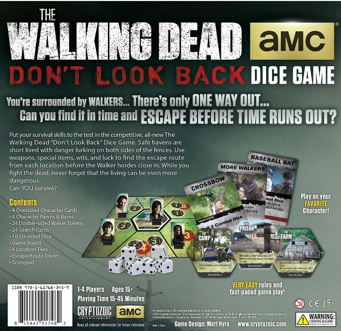 Walking Dead Don’t Look Back Dice Game – Cryptozoic – Factory Sealed NEW