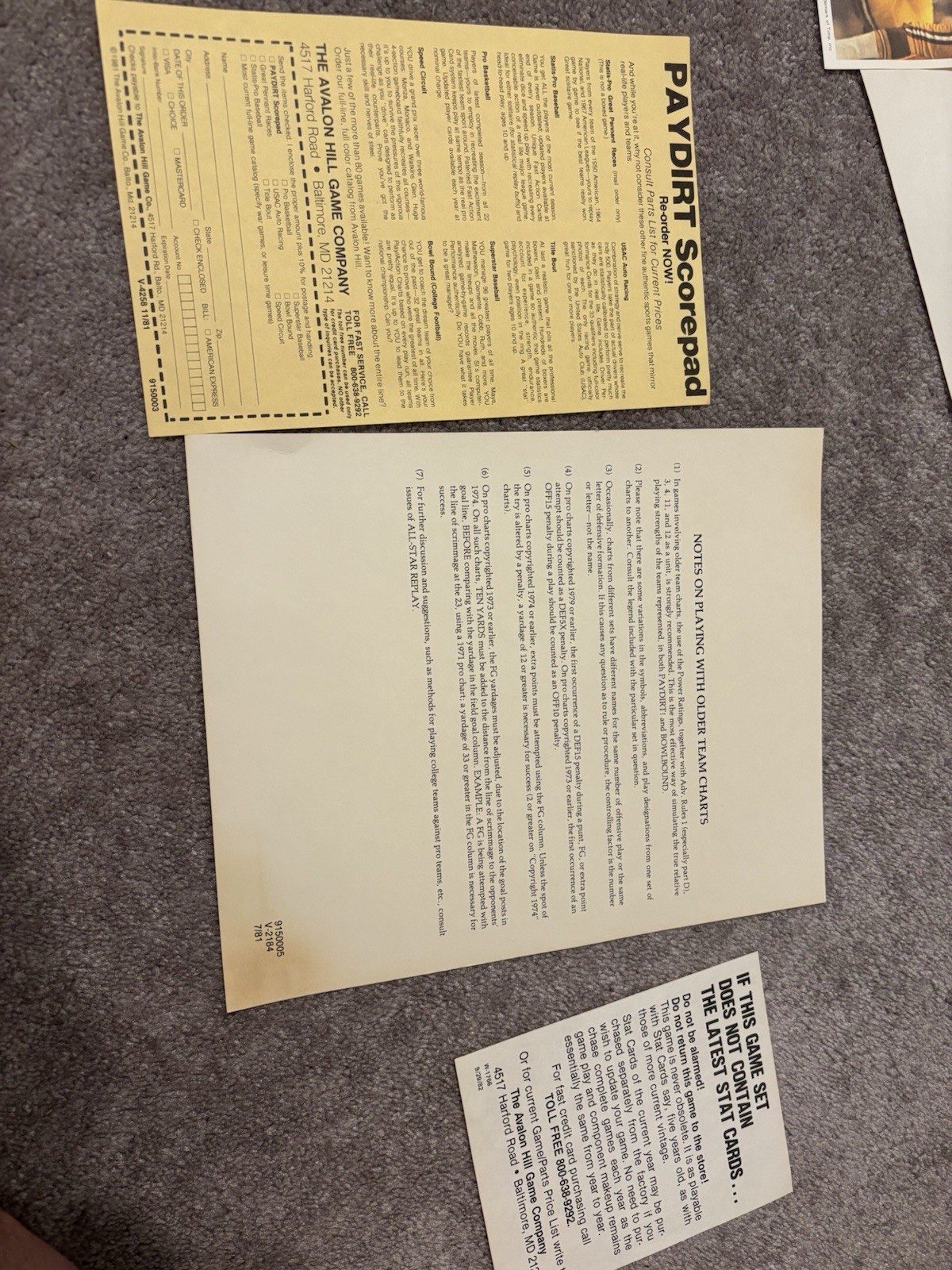 Paydirt Authentic Action NFL Football Board Game 1982 Please Read