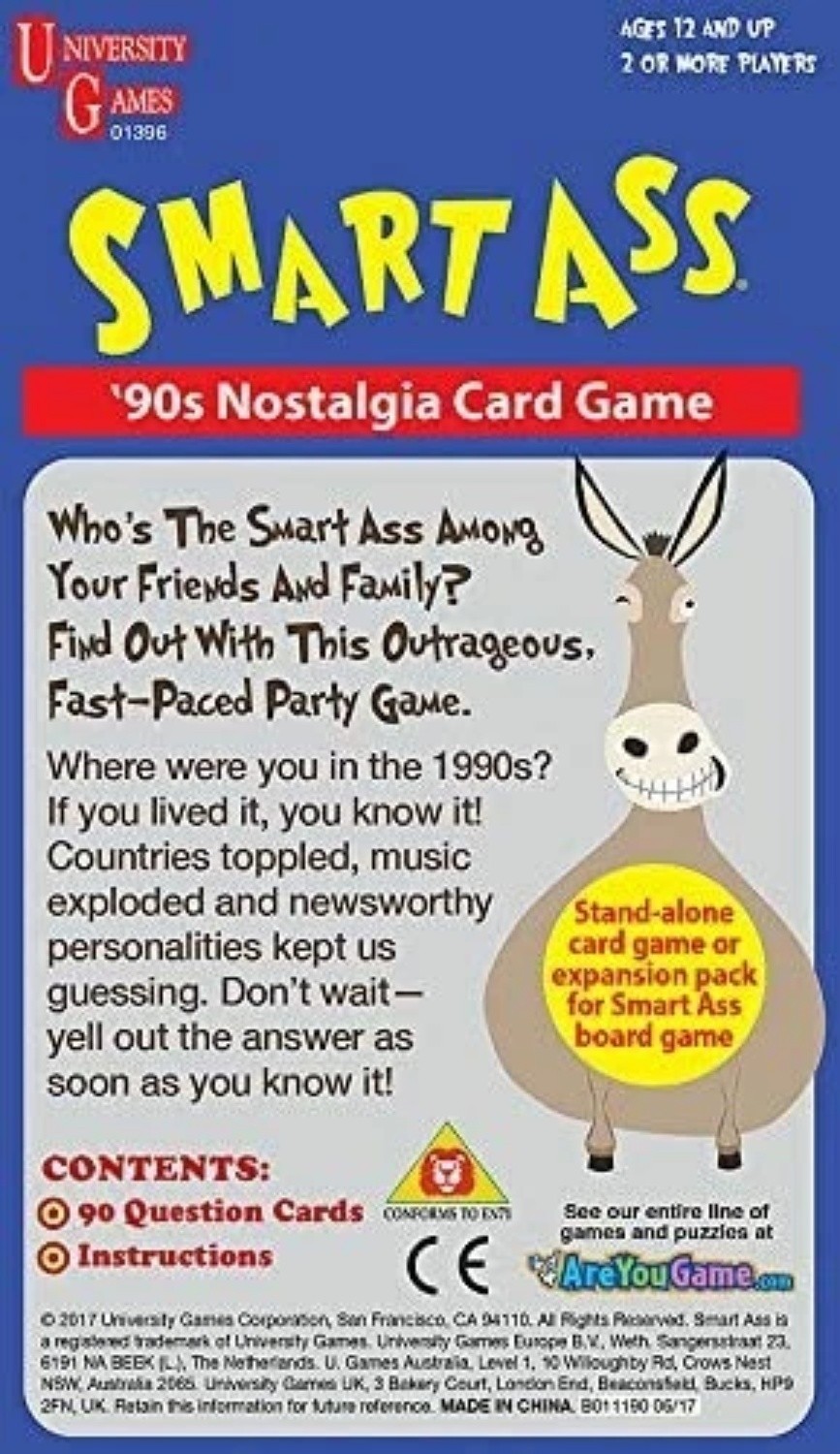 Smart A** ’90s Card Game from University Games, Ages 12 and Up, 2 or More Player
