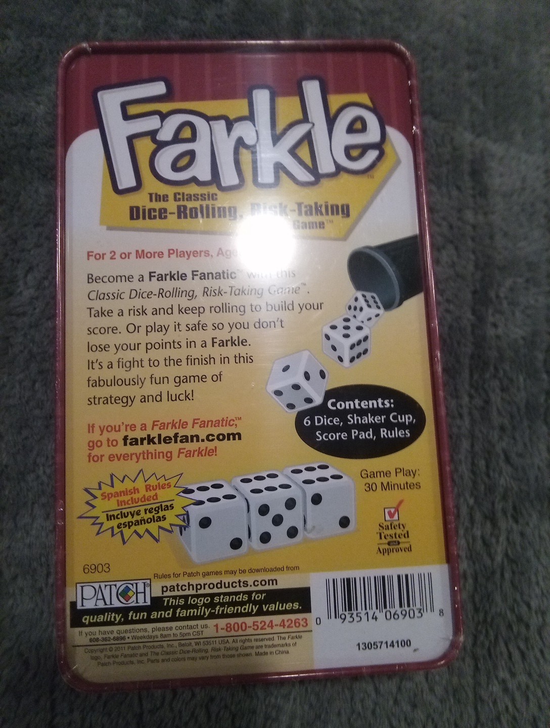 FARKLE Classic Dice Rolling 2+ players, 8 Yrs+ Metal Tin Travel NEW!