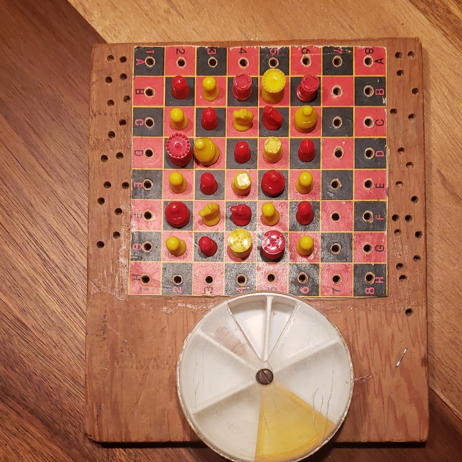 Vintage Wooden Strategy Board Game with Pegs & Storage Container