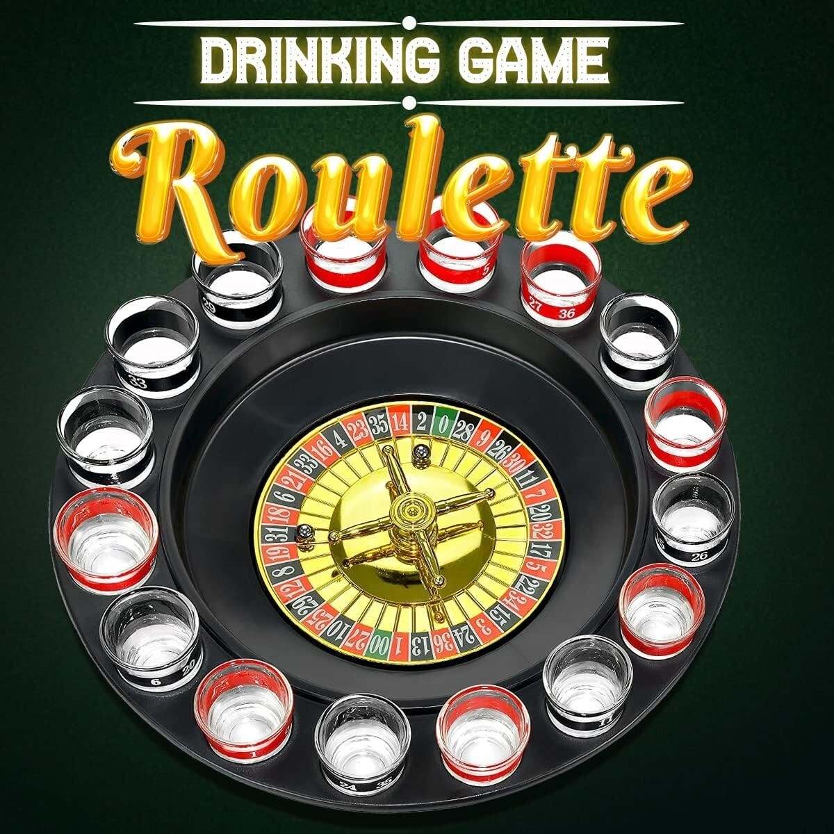 Juego de beber estilo casino con 2 bolas y 16 vasos, 12 x 12 x 3 inches NUEVO US