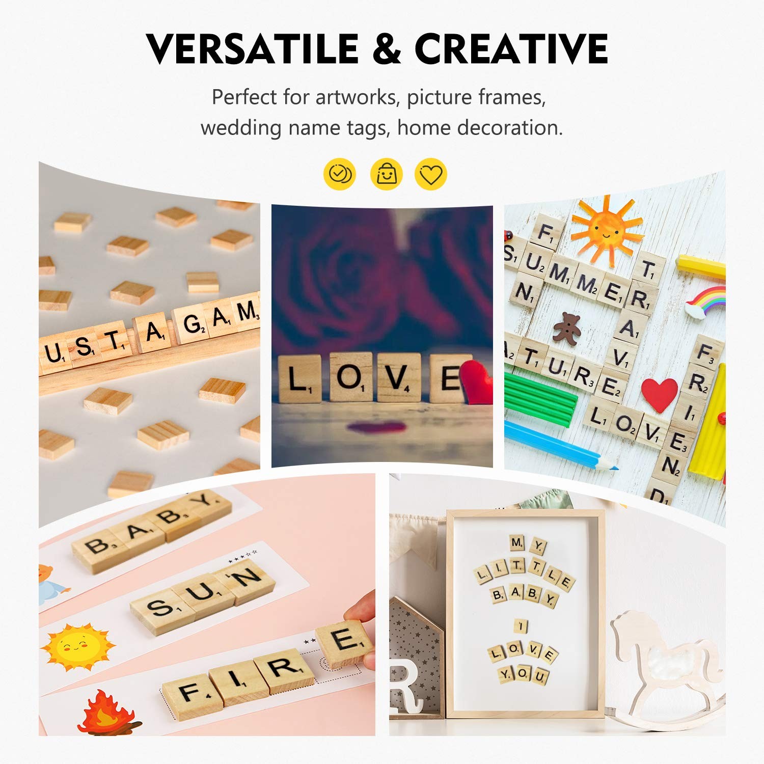 500 Pieces Letter Tiles, Wooden Scrabble Tiles for Crafts, A-Z Capital Wood