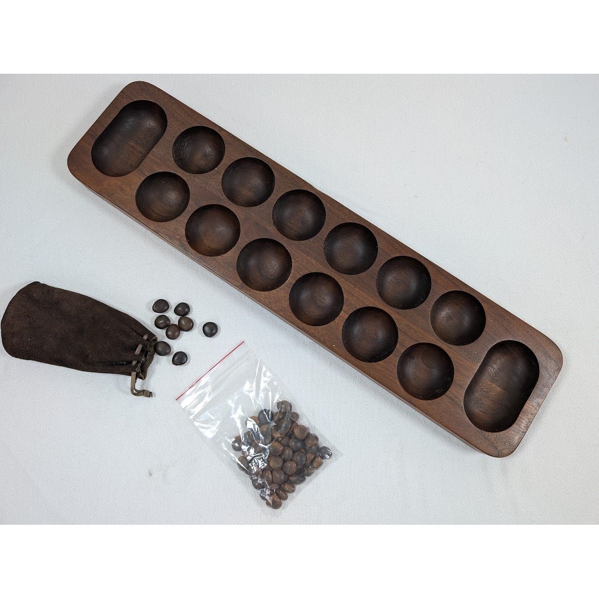 Vintage World Wide Games Wooden Mancala Board Game Delaware Ohio Handmade Pieces