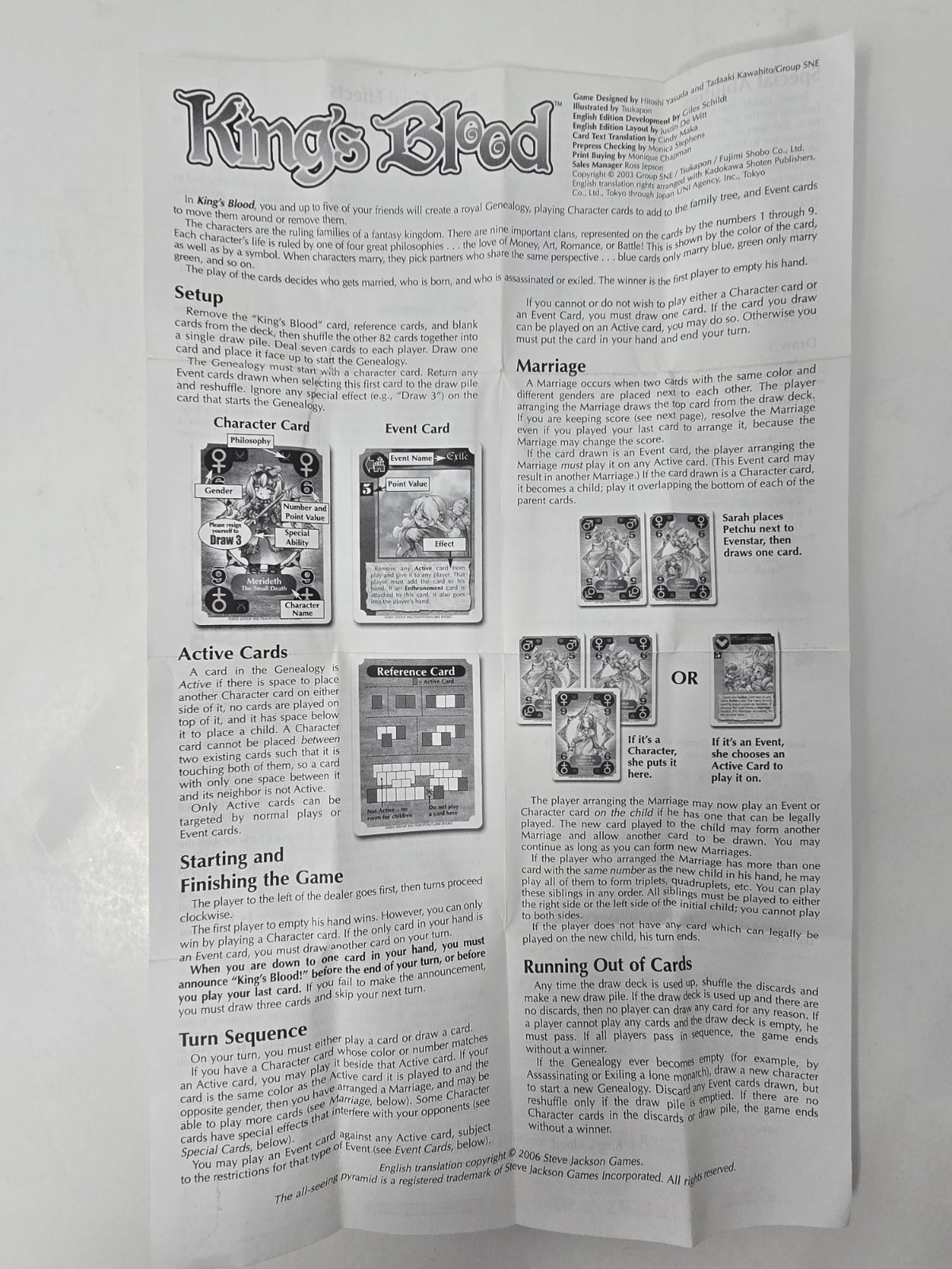 King’s Blood – Card Game by Steve Jackson Games, 2003 – *MISSING 1 BLANK CARD