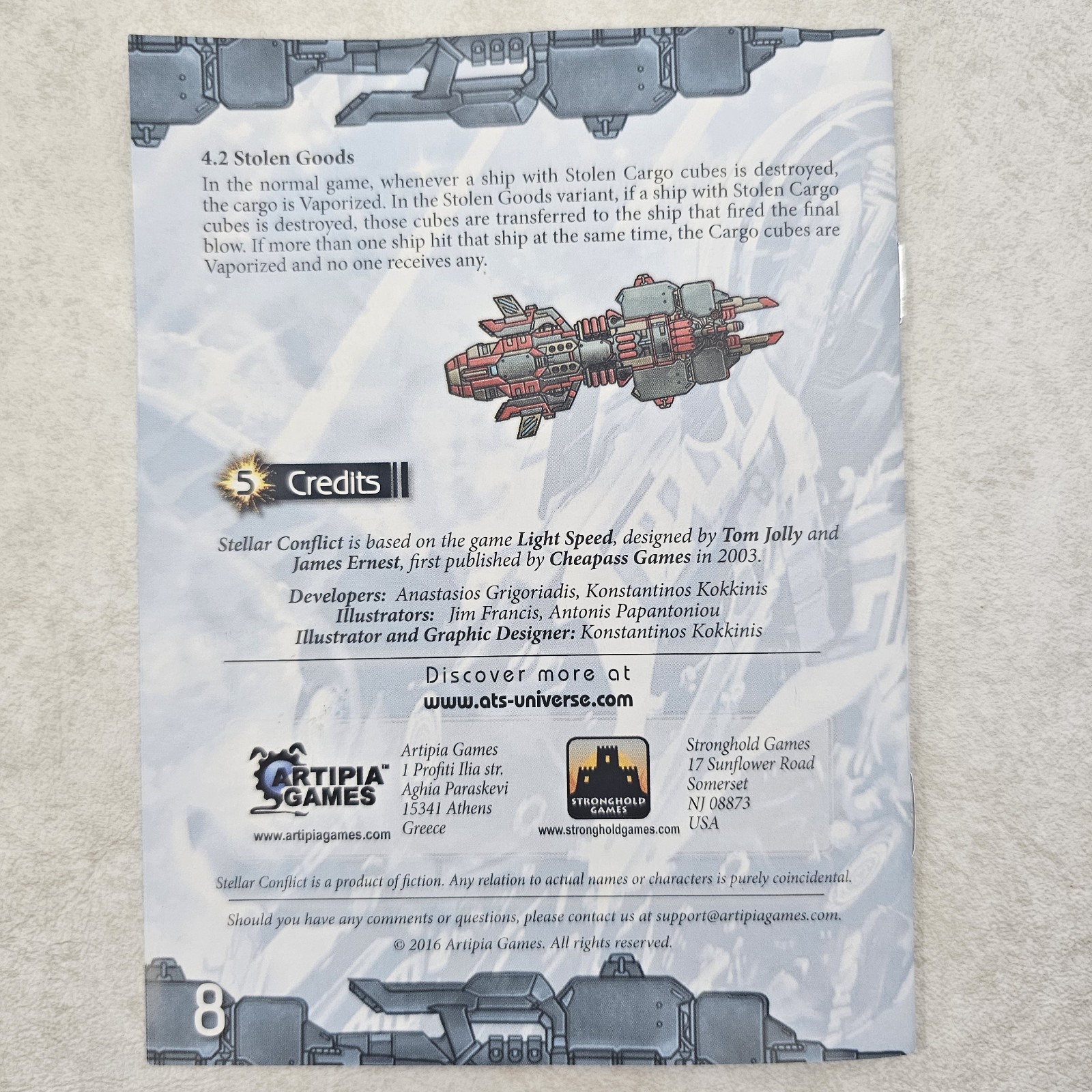 Stellar Conflict Artipia Games Stronghold Games 2016 Card Game Pre-owned