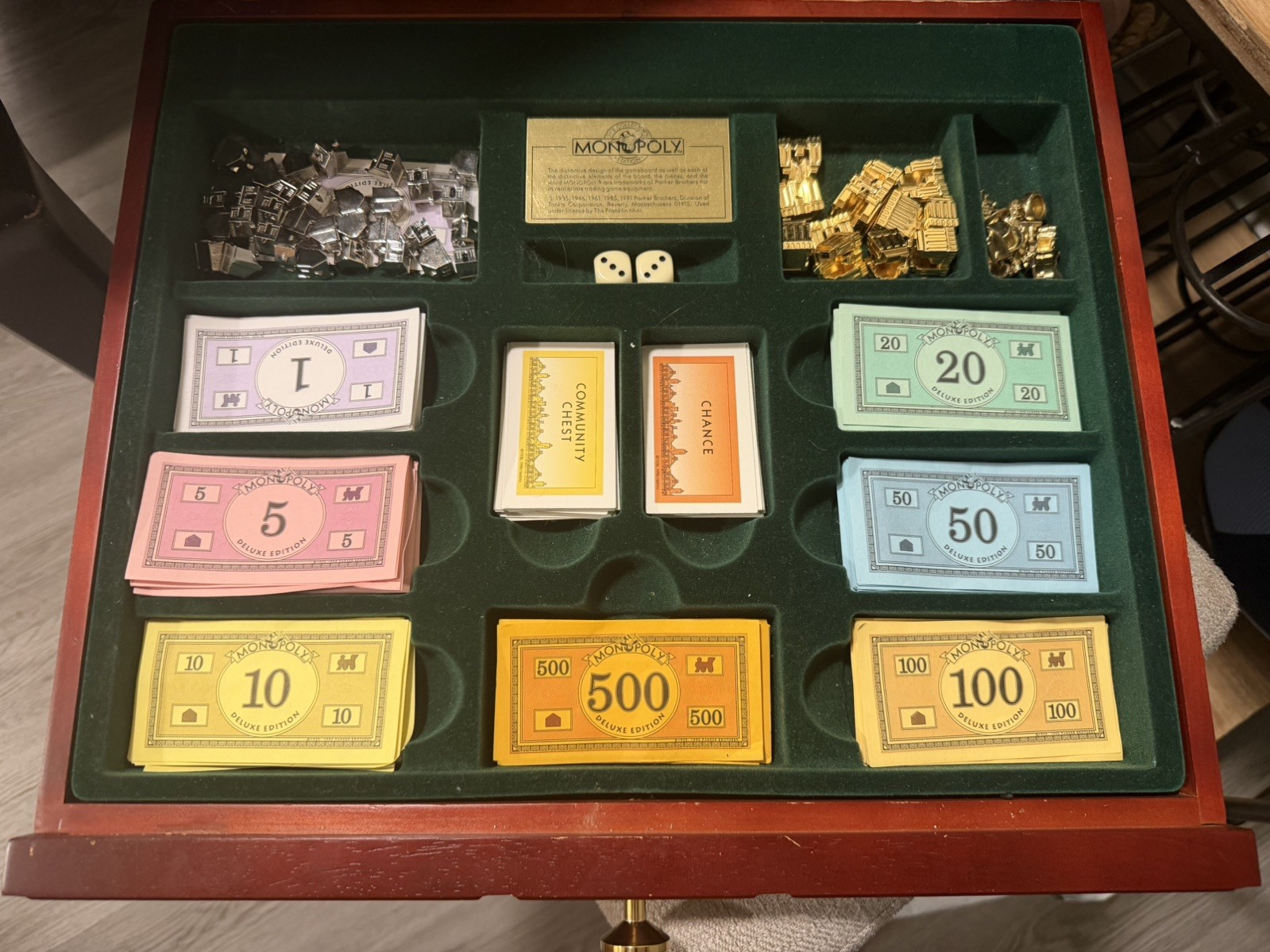 Franklin Mint The Collector’s Edition MONOPOLY Wooden Board Game Good Condition