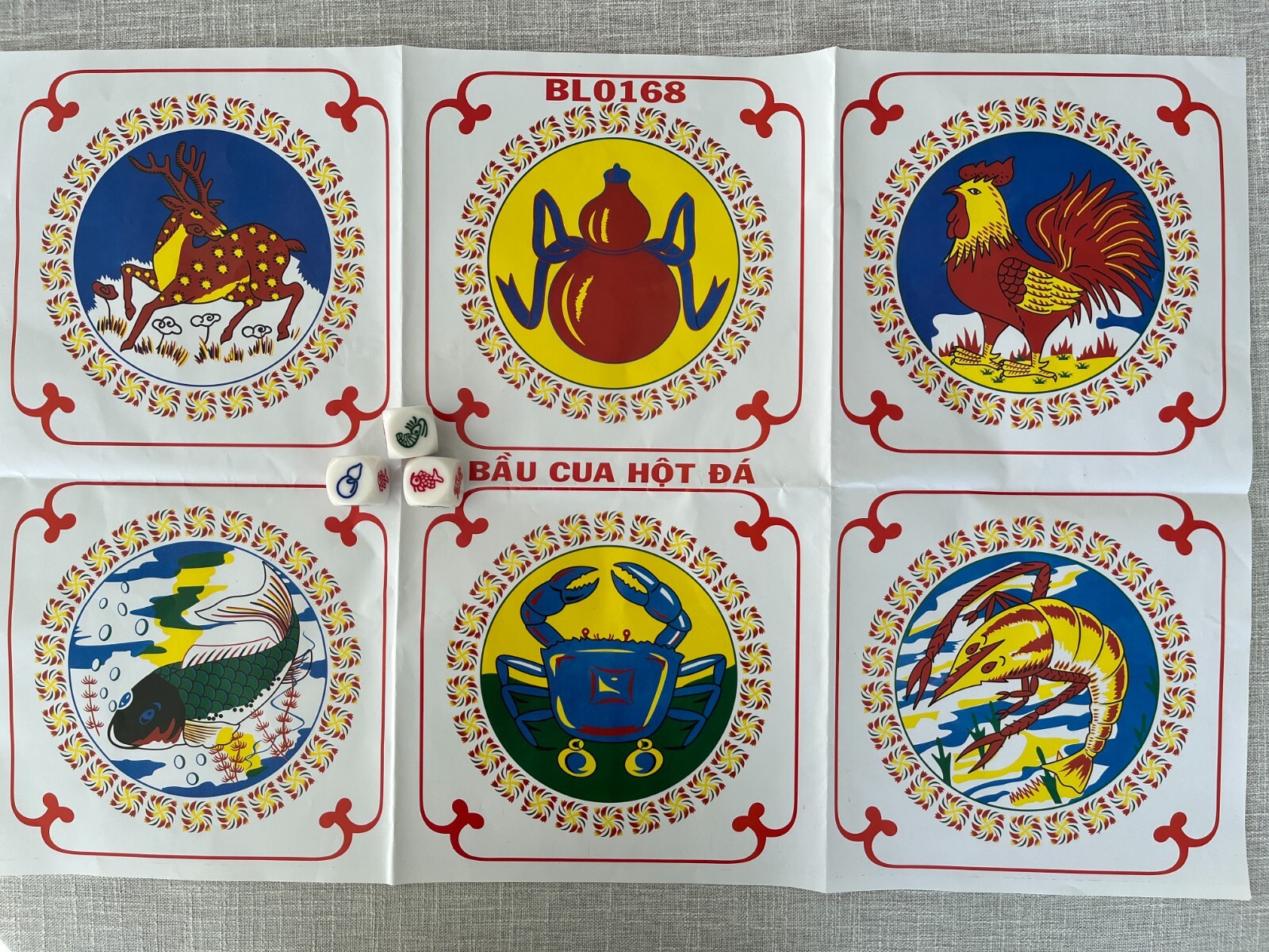 Gourd Fish Shrimp Crab Dice Crown Anchor Game Chuck A Luck Game Bau Ca Tom Cua