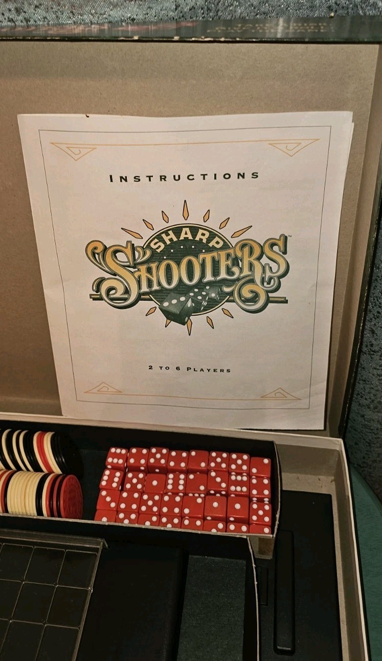 Sharp Shooters Board Game Milton Bradley 1994 Complete Dice Poker Chips Cards