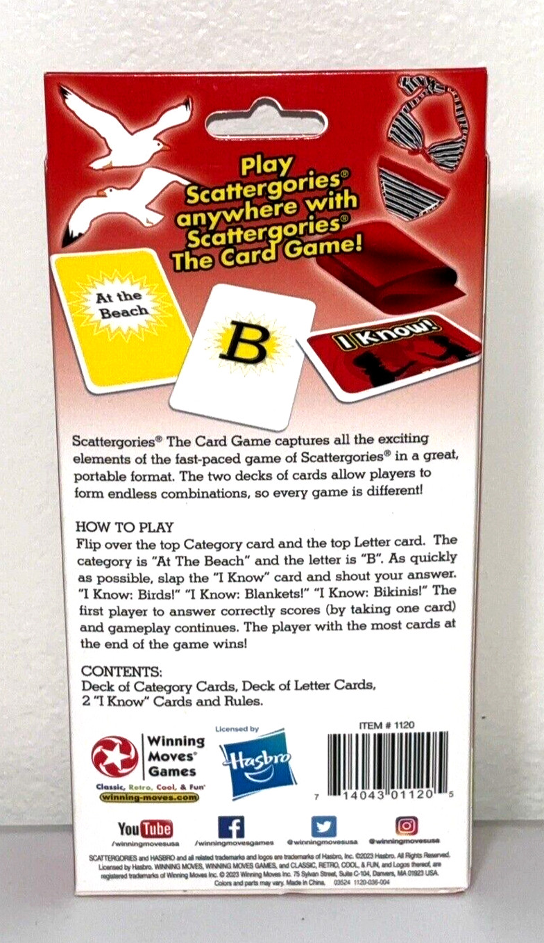Scattergories The Card Game by Hasbro #1120 – Brand New Sealed