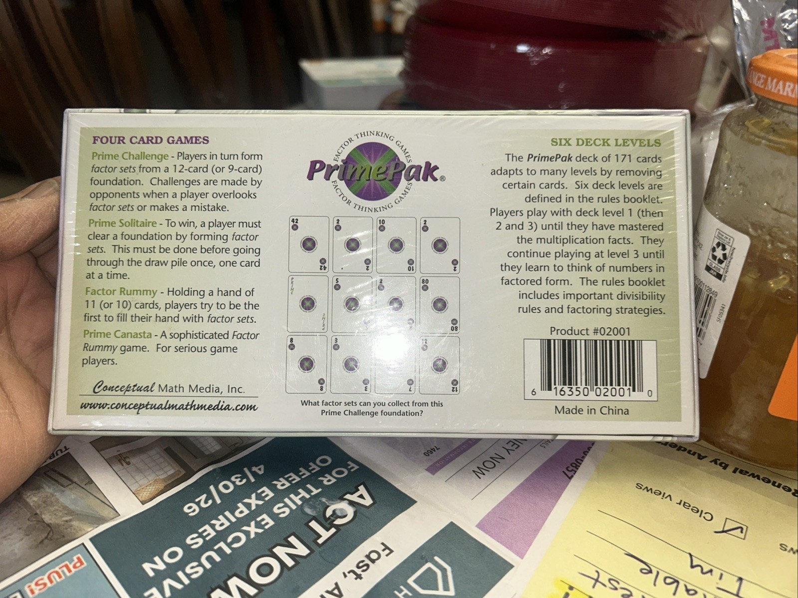PrimePak Four Math Card Games Factor Sets From Creators of Equate Homeschool