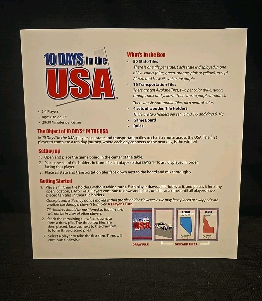10 Days in the USA – Out of the Box – Complete and Excellent Condition