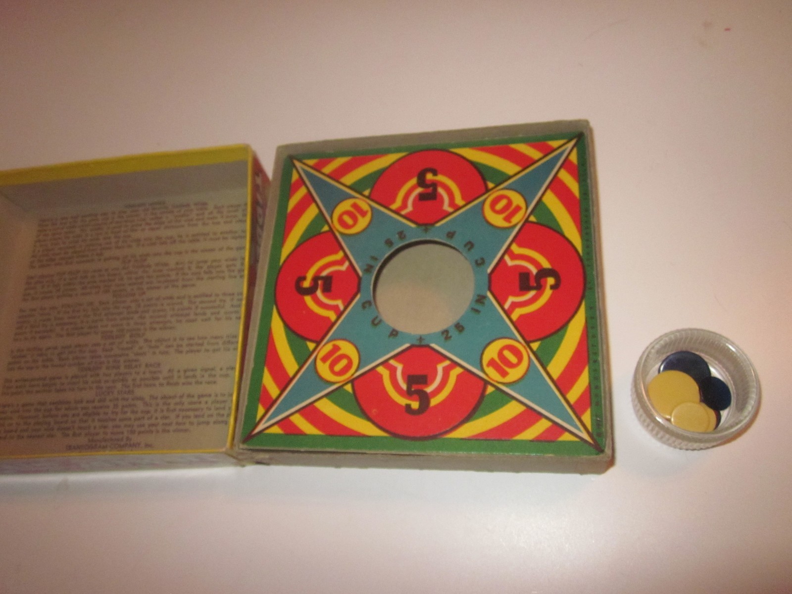 Vintage 1939 Transogram Tiddledy Winks Game w/Colorful Box model 3317 Gold Medal