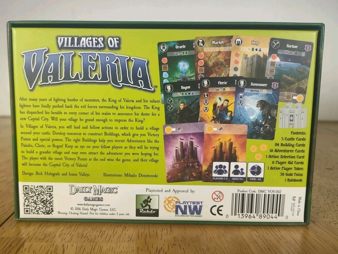 Daily Magic Boardgame – Villages of Valeria (Deluxe Kickstarter Ed) EXCELLENT