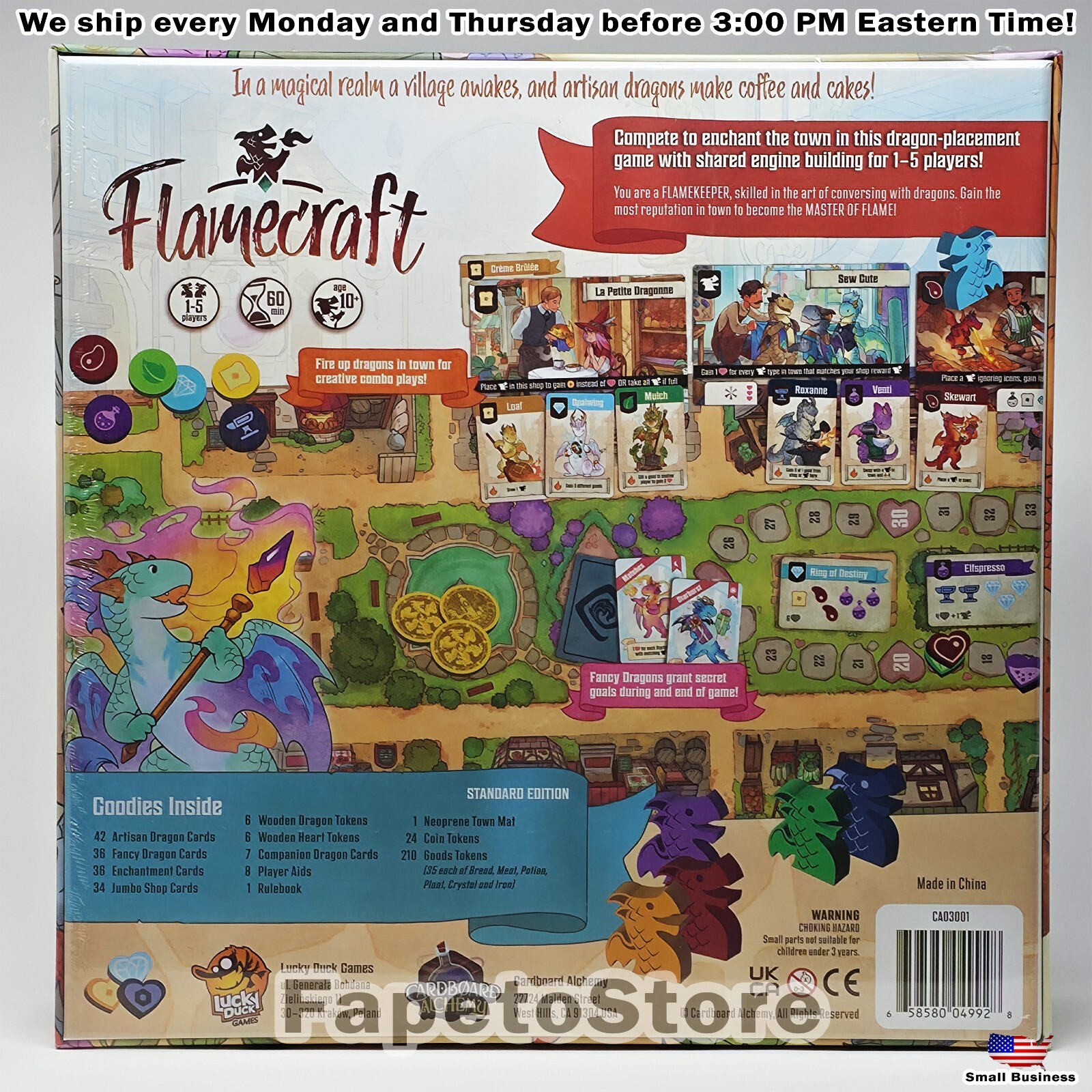 Lucky Duck Games Flamecraft – Board Game Cardboard Alchemy Standard Edition