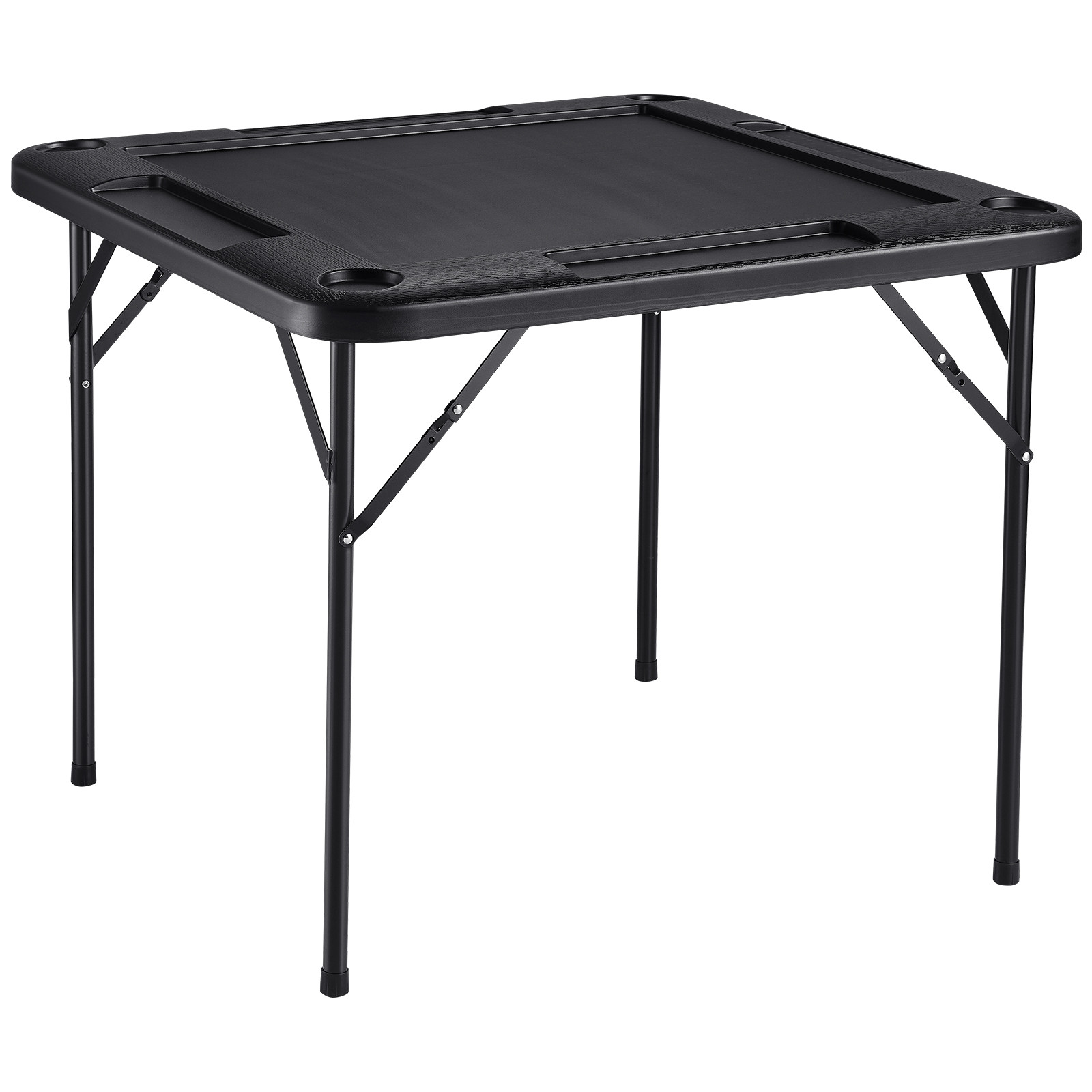 VEVOR Mahjong Table 4 Player Folding Card Table & 4 Cup Holders Chip Trays Black
