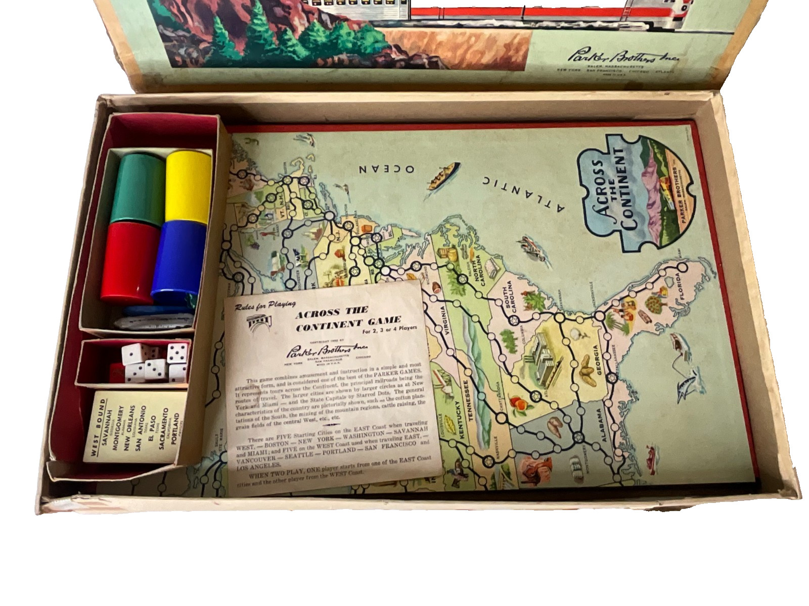Vintage Across The Continent The United States 1952 Board Game Parker Brothers