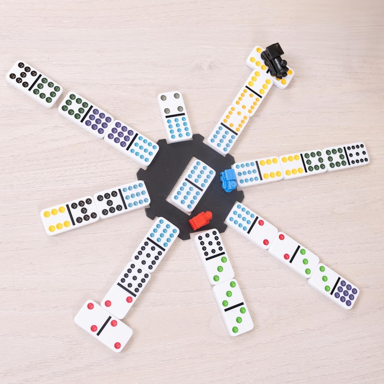 Games Double Twelve Dominoes Set with 91 Dominoes, 10 Trains, Starter Piece, …