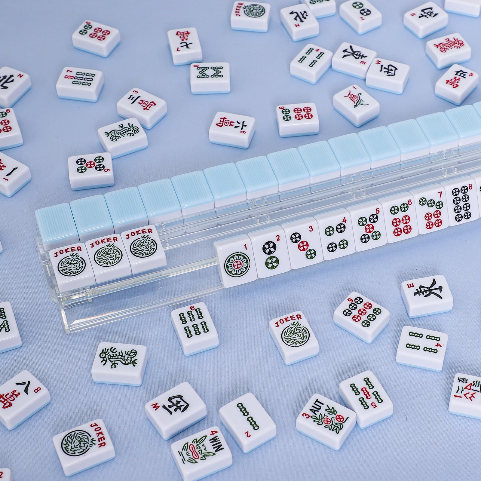 4PCS Clear Mahjong Racks with Pushers for 166 American Mahjong Tiles, Mahjong…