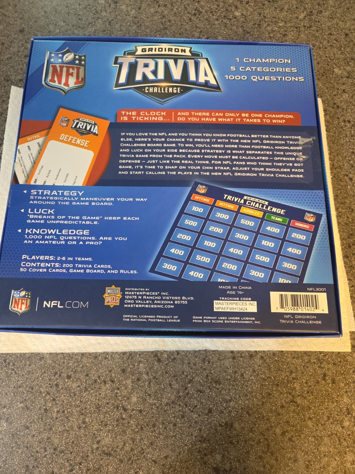NFL Gridiron Trivia Challenge Ages 14+. Box Open But Brand New Never Played