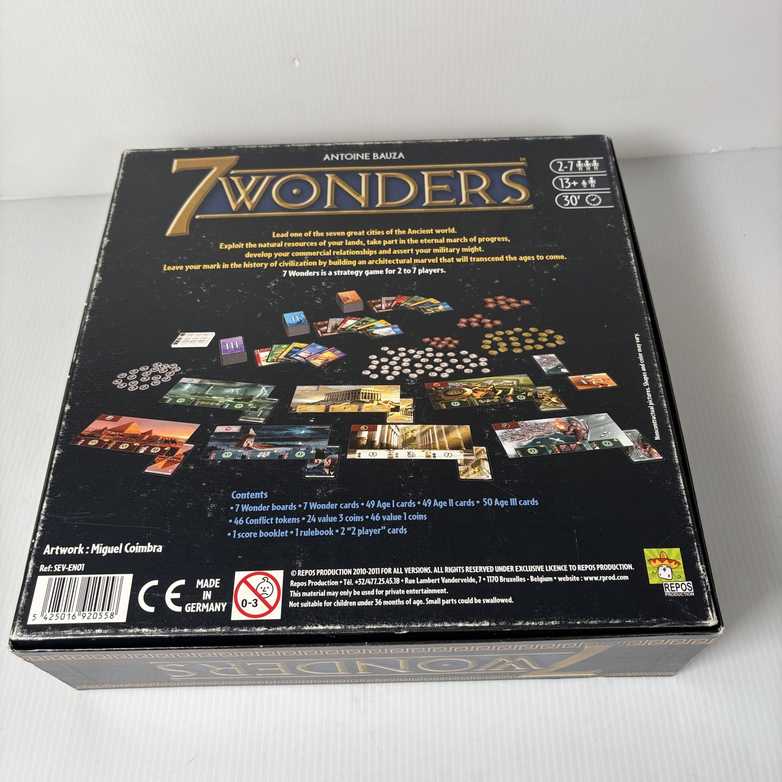7 Wonders Board Game w/ Babel, Leaders & Cities Expansions Complete (1 Box)