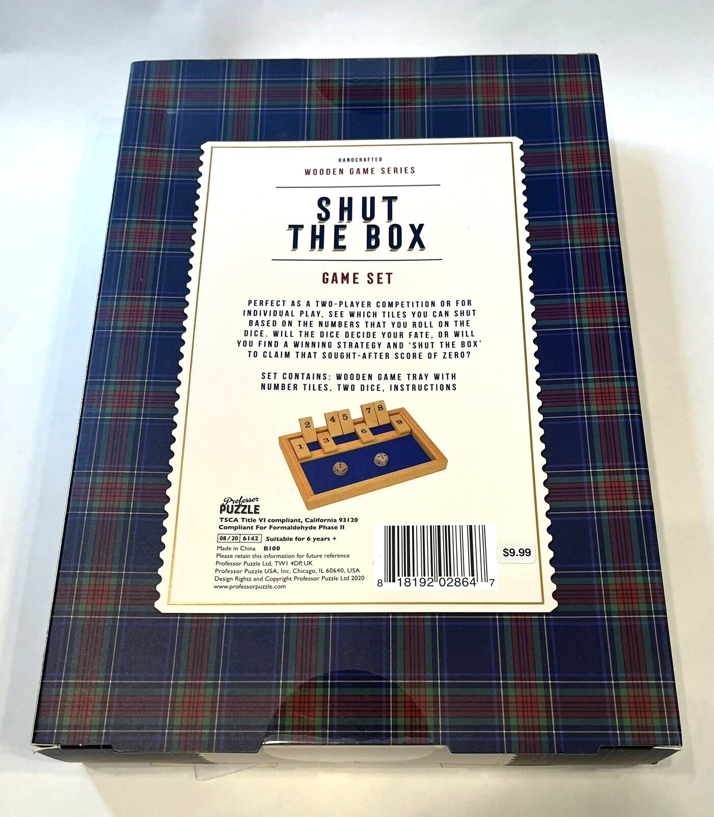 SHUT THE BOX Game Set Wooden Game Series 1-2 Players Ages 6 + New Sealed