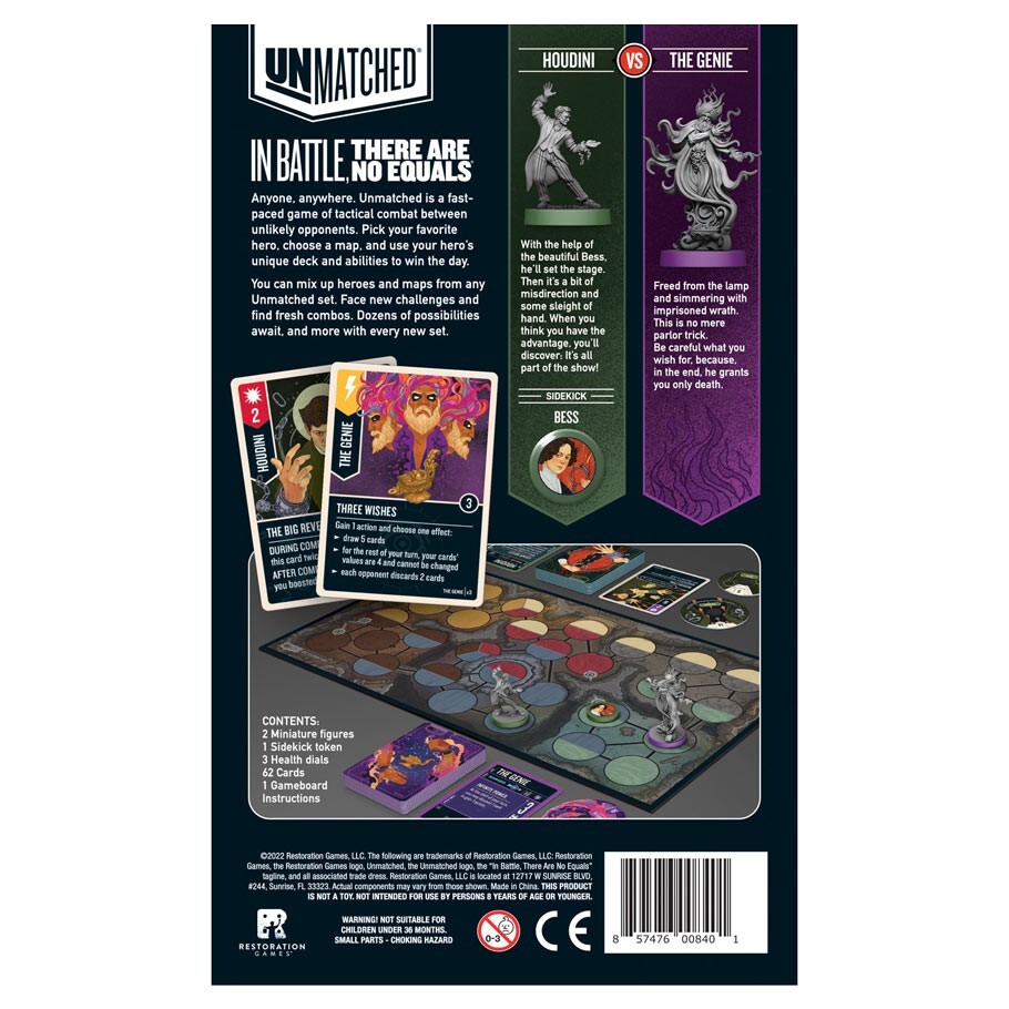 Unmatched Board Game Houdini & The Genie Restoration Games