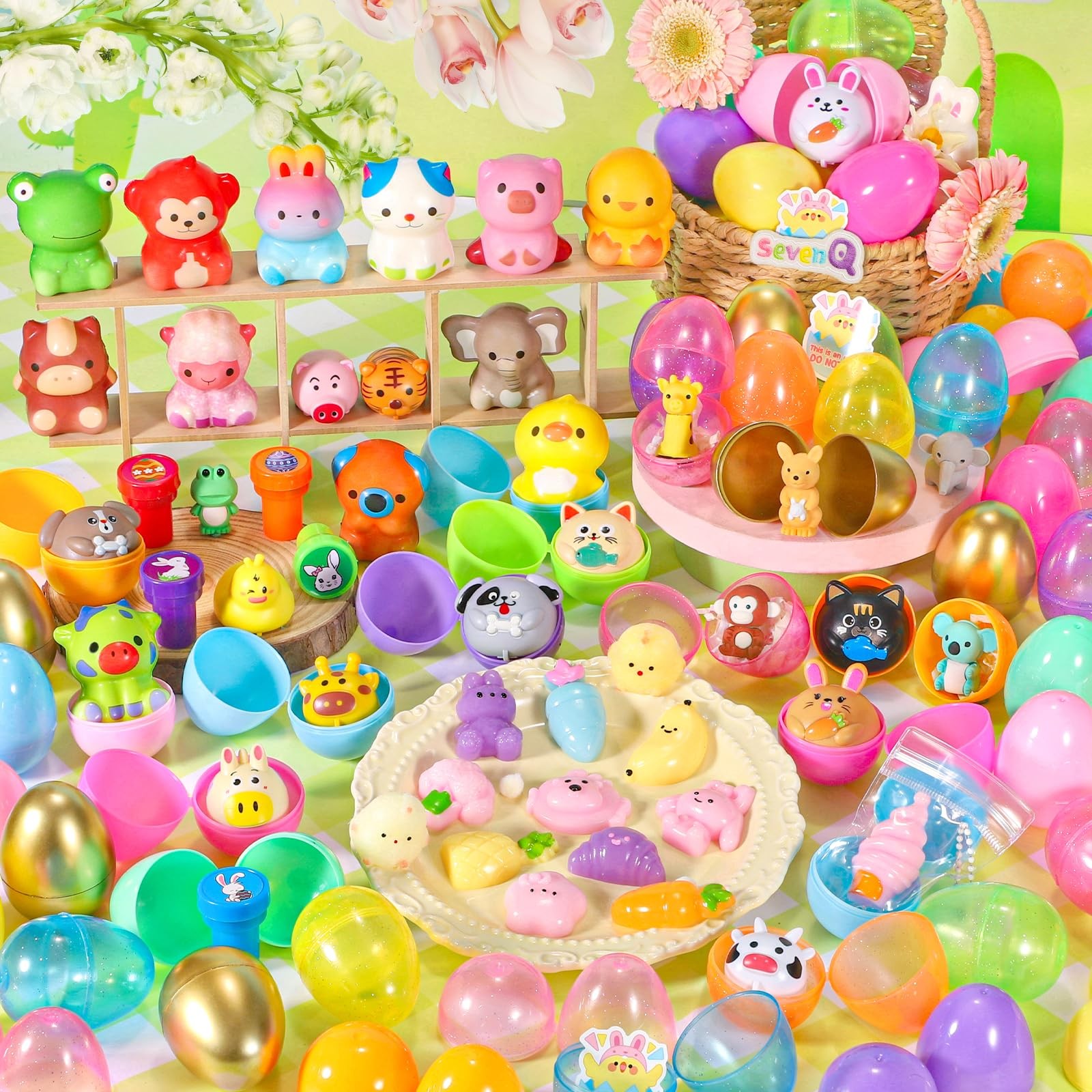 Easter Eggs 48Pcs Prefilled Toys Cars Squishy Erasers Stamps Kids SQ-JDC48 Hunt